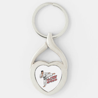 Porte-clés Retro Karate Martial Arts Fighter High Kick