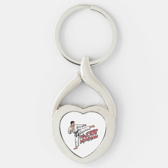 Porte-clés Retro Karate Martial Arts Fighter High Kick (Devant)