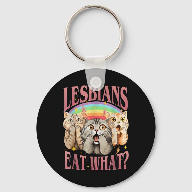 Porte-clés Retro Lgbt Mange Ce Chat Lesbian Pride Mois Égale (Recto)