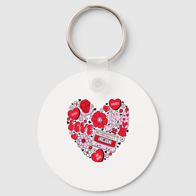 Porte-clés Retro Love Valentines Day Xoxo Conversation Hearts (Recto)