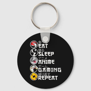Porte-clés Retro Manger Dormir Anime Jeux Répéter Kawaii Anim