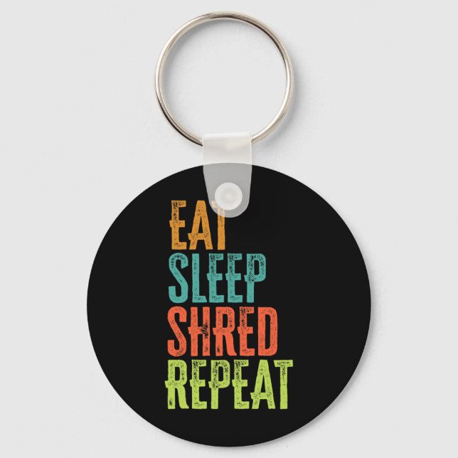 Porte-clés Retro Manger Sleep Shred Répéter Snowboard Surf (Recto)