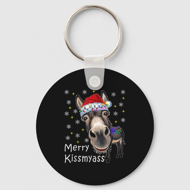 Porte-clés Retro Merry Christmas Light Merry Kissmy Funny  (Recto)
