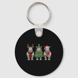 Porte-clés Rétro Noël Rhinocéros Père Noël Safari Animal