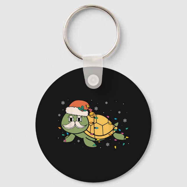 Porte-clés Rétro Père Noël Sea Turtle Noël Noël Lumières Océa (Recto)