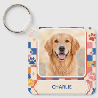 Porte-clés Rétro Personnalisé avec Photo et Nom d'