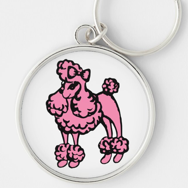 Porte-clés Retro Pink Poodle Keychain (Devant)