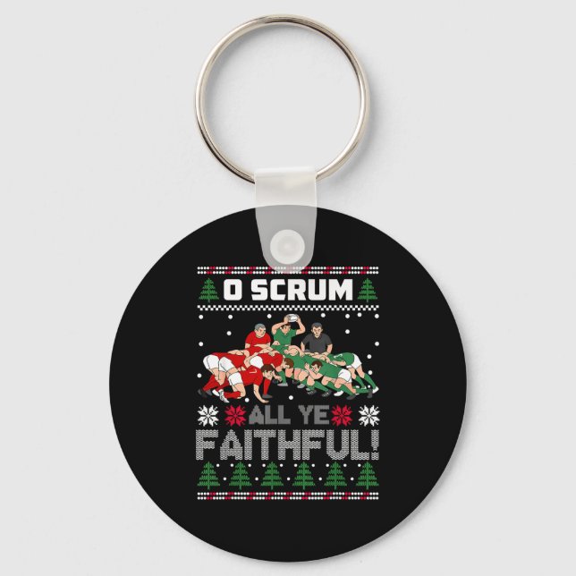 Porte-clés Retro Rugby O Scrum All Ye Faithful Ugly Merry Chr (Recto)