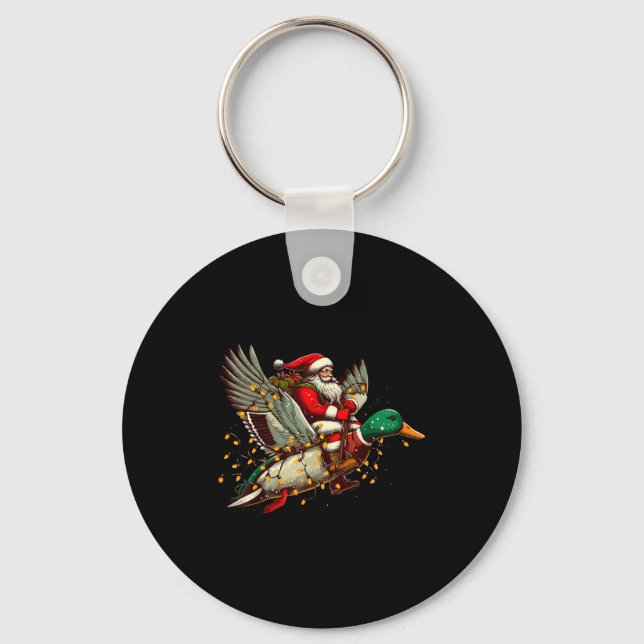 Porte-clés Retro Santa Mallard Duck Christmas Hunting Season  (Recto)