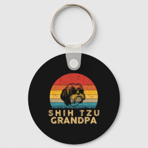 Porte-clés Retro Shih Tzu Grand-Père Amoureux des chiens Paw