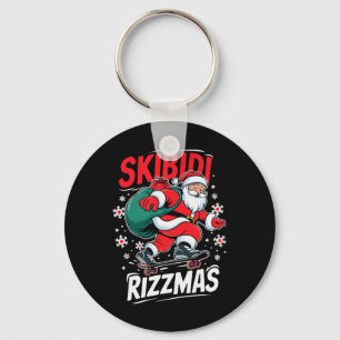Porte-clés Retro Skibidi Rizzmas Funny Santa Clause Patinage