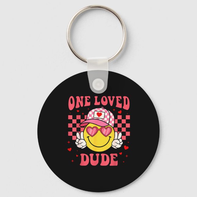 Porte-clés Retro Smile Face One Loved Dude Valentines Day Men (Recto)