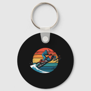 Porte-clés Retro Snowboard Mountain Sunset Snowboard Cadeaux