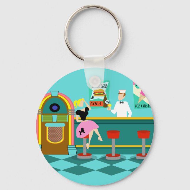 Porte-clés Retro Soda Fountain Button Keychain (Recto)