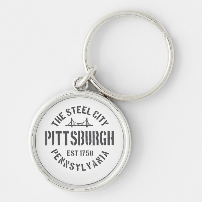 Porte-clés Retro Steel City Pittsburgh Pennsylvania Yinz vint (Devant)