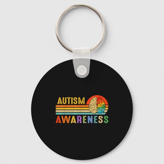 Porte-clés Retro Sunset Autism Awareness Neurodiversity Spect (Recto)