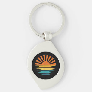 Porte-clés Retro Sunset Rays Wavy Vintage Retro Sunshine Sun