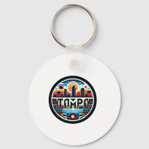 Porte-clés Retro Tampa Floride - Tampa Bay Downtown Skyline F