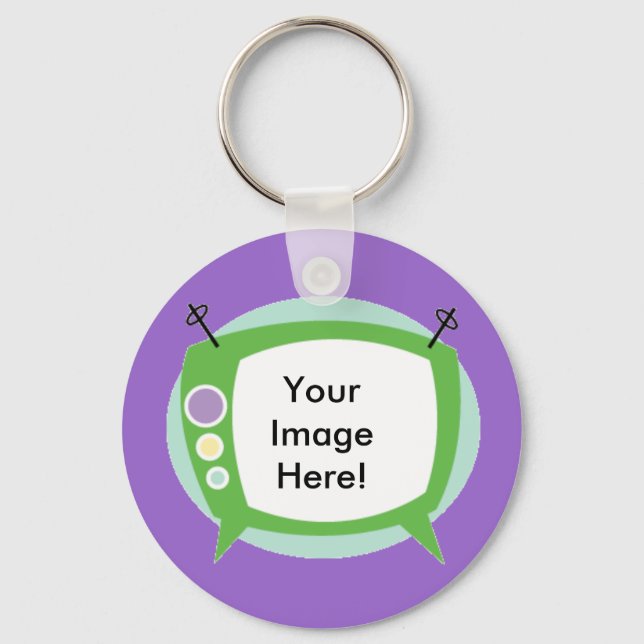 Porte-clés Retro Television ~ Ajoutez votre photo! ! (Recto)