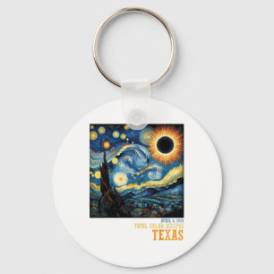 Porte-clés Rétro Total Solaire Eclipse 2024 Texas Pour Hommes