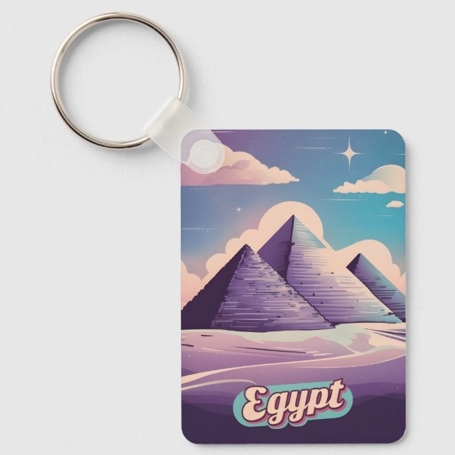 Porte-clés Retro Travel 80s Synthwave Ancienne Égypte Pyramid (Recto)