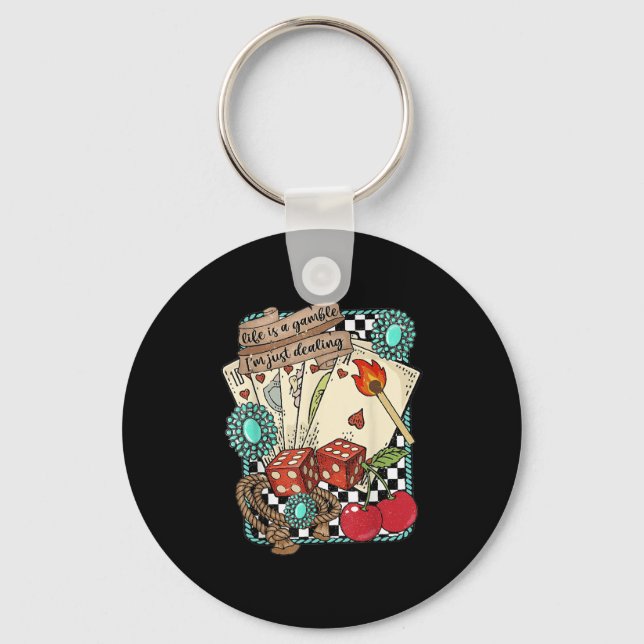 Porte-clés Retro Turquoise Western Wild West Cowboy Cowgirl  (Recto)