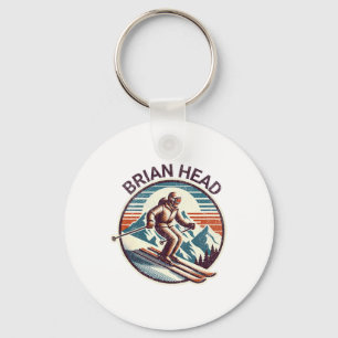 Porte-clés Retro Vintage Brian Head Utah Station de ski d'hiv