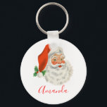 Porte-clés Retro Vintage Jolly Santa Claus Christmas<br><div class="desc">A keychain with a festive retro picture. Jolly old Santa Claus with his red rosy cheeks and warm friendly smile. A bit of old school nostalgia for the old timers,  this image brings backs memories of the celebrations from Christmas past.</div>