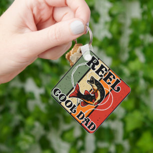 Porte-clés Retro Vintage Pêche Reel Cool Papa Pêcheur Amant