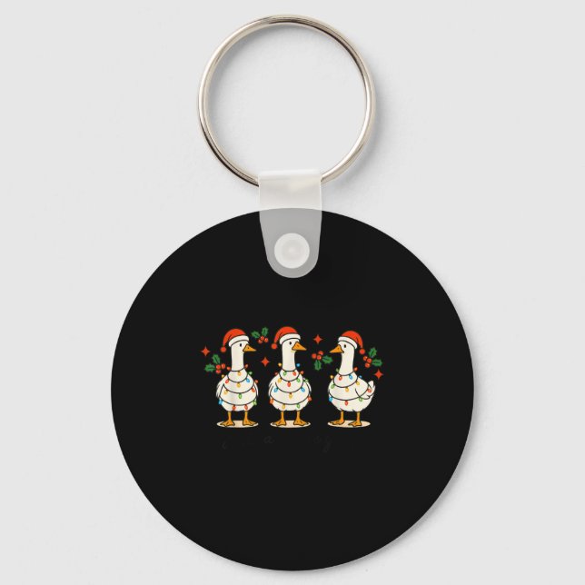 Porte-clés Retro Xmas Just A Festive Goose Lights Santa Hat C (Recto)
