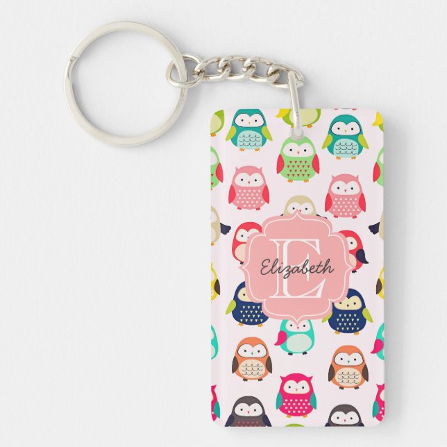 Porte-clés Rétros hiboux mignons de Litte décorés d'un (Devant)