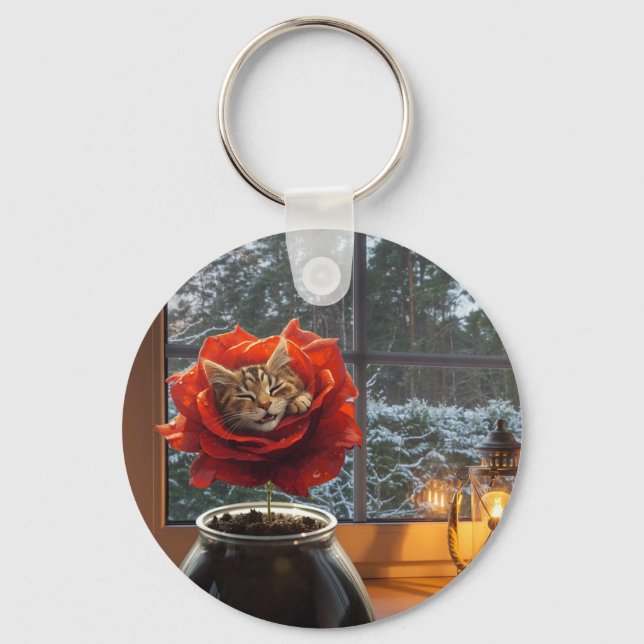 Porte-clés Rêve de chat rose  (Recto)