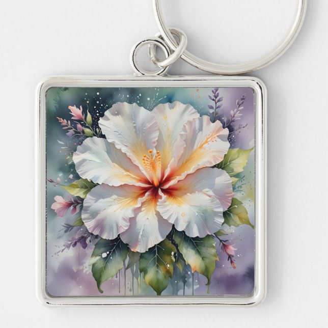 porte-clés rêve d'hibiscus blanc (Devant)