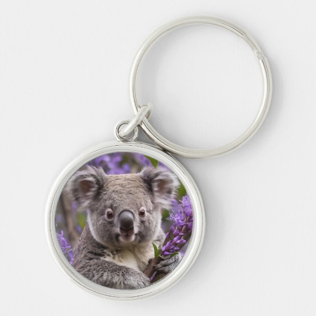 Porte-clés "Rêver dans le violet : Un Koala dans un arbre Jac (Devant)