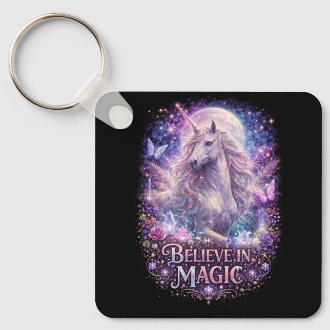 Porte-clés Rêves de licorne au clair de lune (Recto)