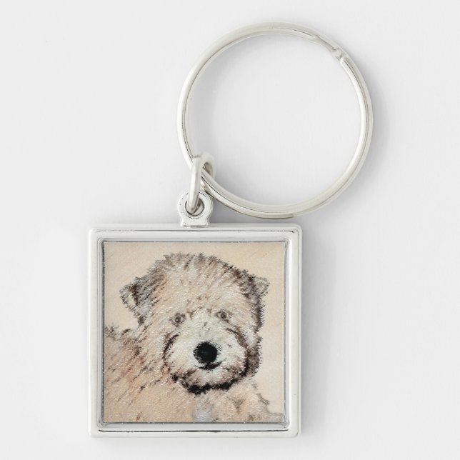 Porte-clés Revêtu doux Roue Peinture Terrier Art original (Devant)