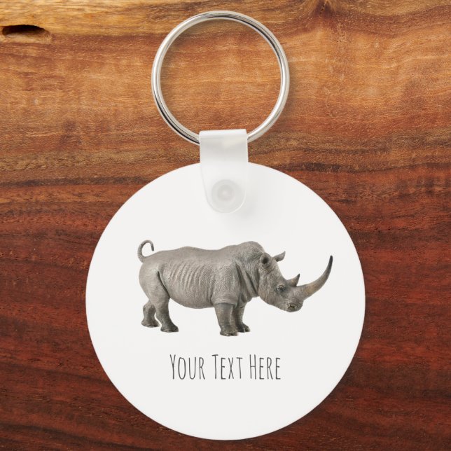 Porte-clés Rhinoceros Illustration Rhino message personnalisé (Recto)