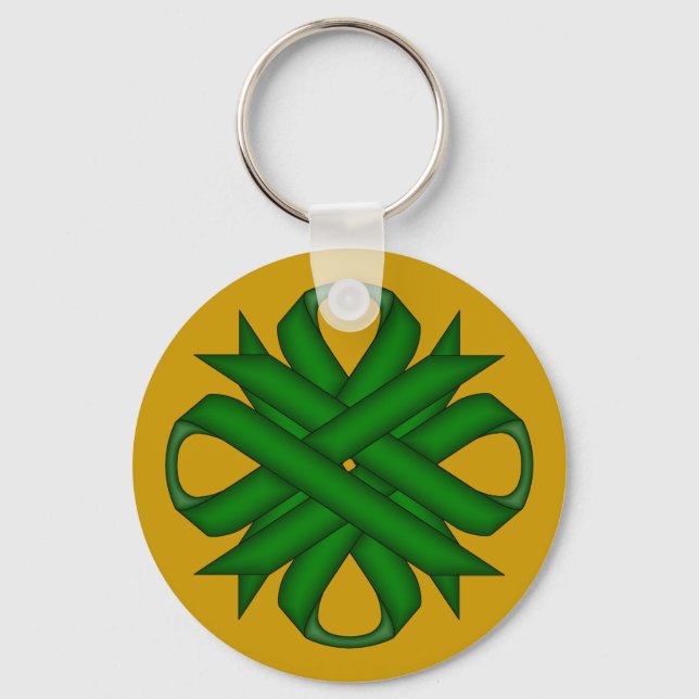 Porte-clés Ribbon de trèfle vert émeraude par Kenneth Yoncich (Recto)