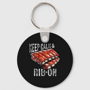 Porte-clés Ribs De Secours Garder Le Calme Et La Rib Sur Bbq 