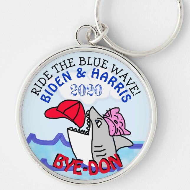 Porte-clés Ride the Blue Wave, Vote Biden 2020 Election Bye (Devant)
