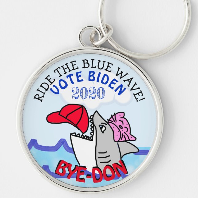 Porte-clés Ride the Blue Wave, Vote Biden 2020 Election Bye (Devant)