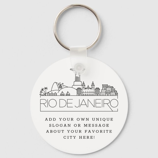 Porte-clés Rio De Janeiro Stylized Skyline | Custom Slogan (Recto)