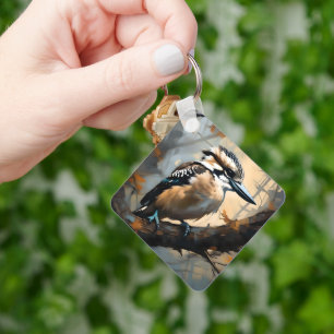 Porte-clés Rires de charme : Kookaburra dans peinture à huile