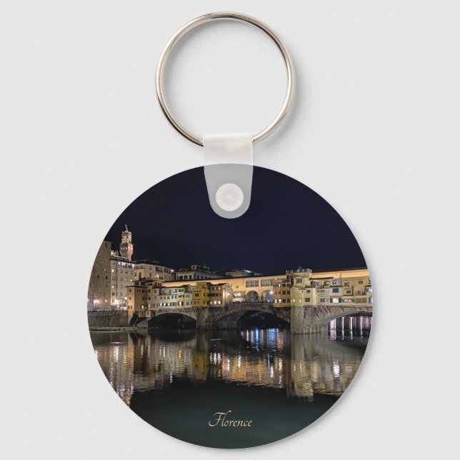 Porte-clés rive de Florence la nuit, voyage  (Recto)