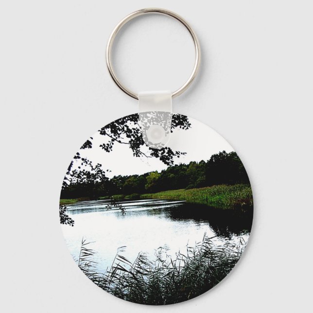 Porte-clés Riverside avec forêt et roseaux photo (Recto)