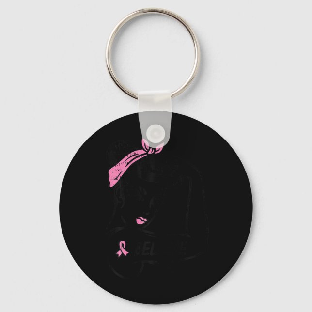 Porte-clés Riveter Croire Ruban Rose Sensibilisation au Cance (Recto)