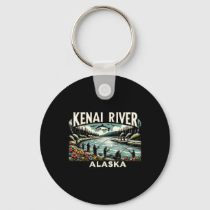 Porte-clés Rivière Kenai Alaska Ak Pêche au saumon Amoureux d