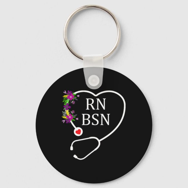 Porte-clés Rn Bsn Infirmière Infirmière Infirmière Florale St (Recto)