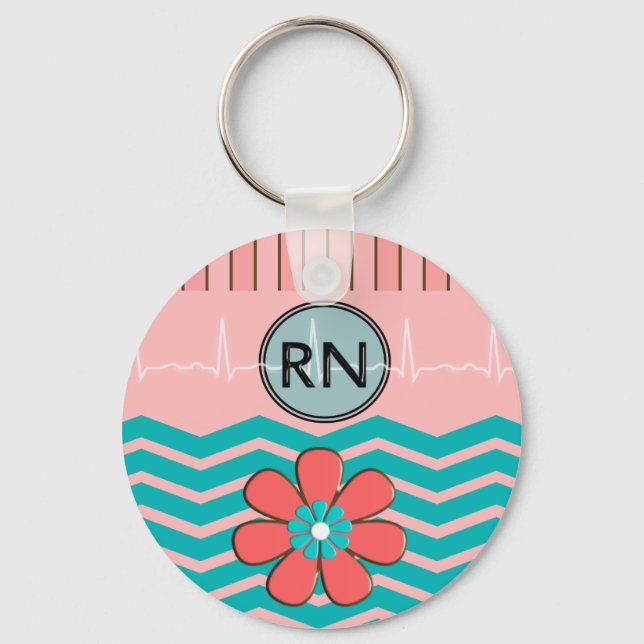 Porte-clés RN Chevron Motif rose et bleu (Recto)