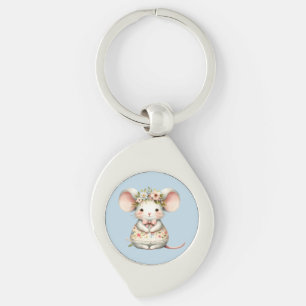 Porte-clés Robe de souris florale mignonne Couronne de fleurs